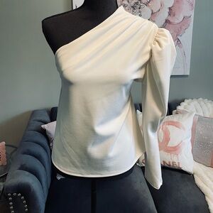 Ivory One-shoulder Puff Sleeve Top